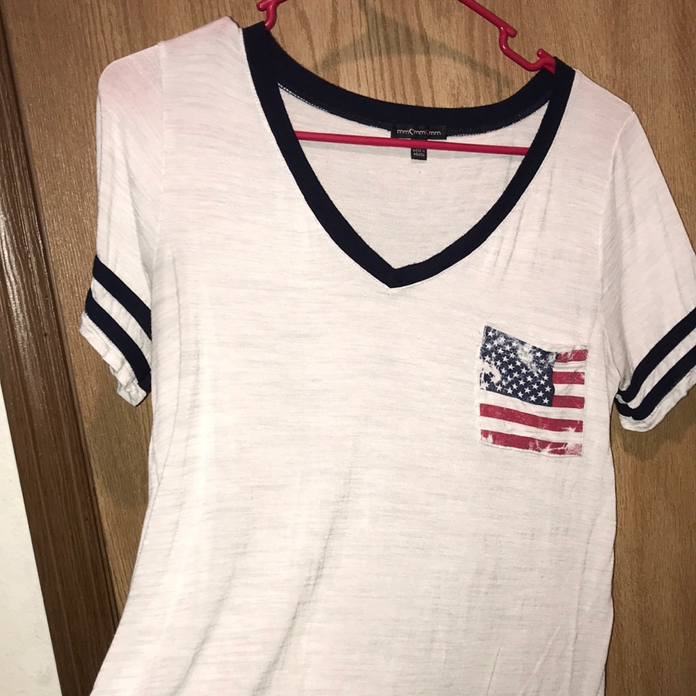 Mm Mm Mm L Flag Pocket TShirt Unique Sleeves